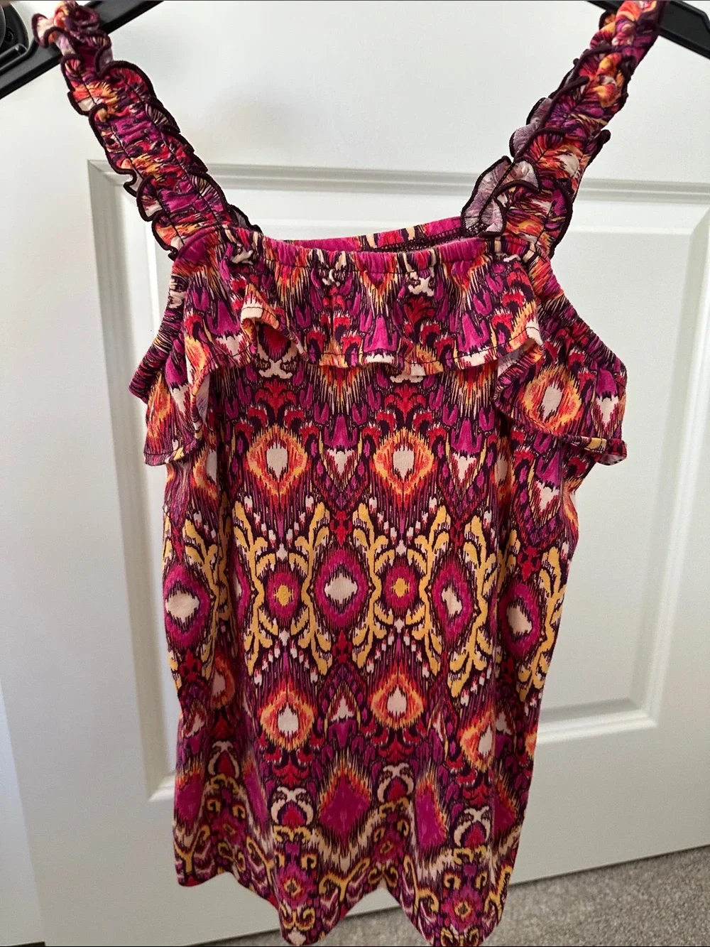 The Children's Place Pink and Yellow Smocked Strap Tank Top